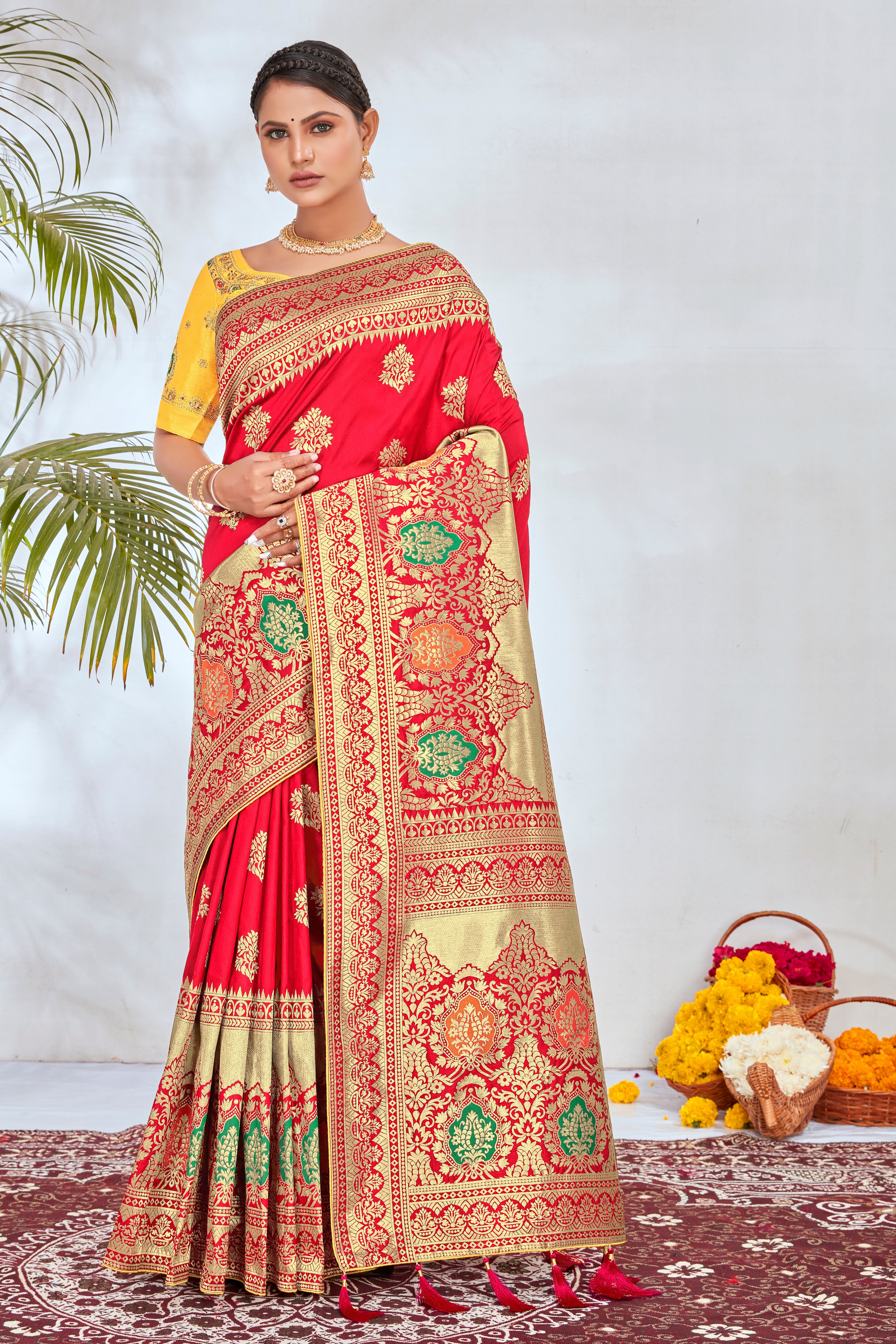 Red Banarasi Silk Woven Work Pretty Saree