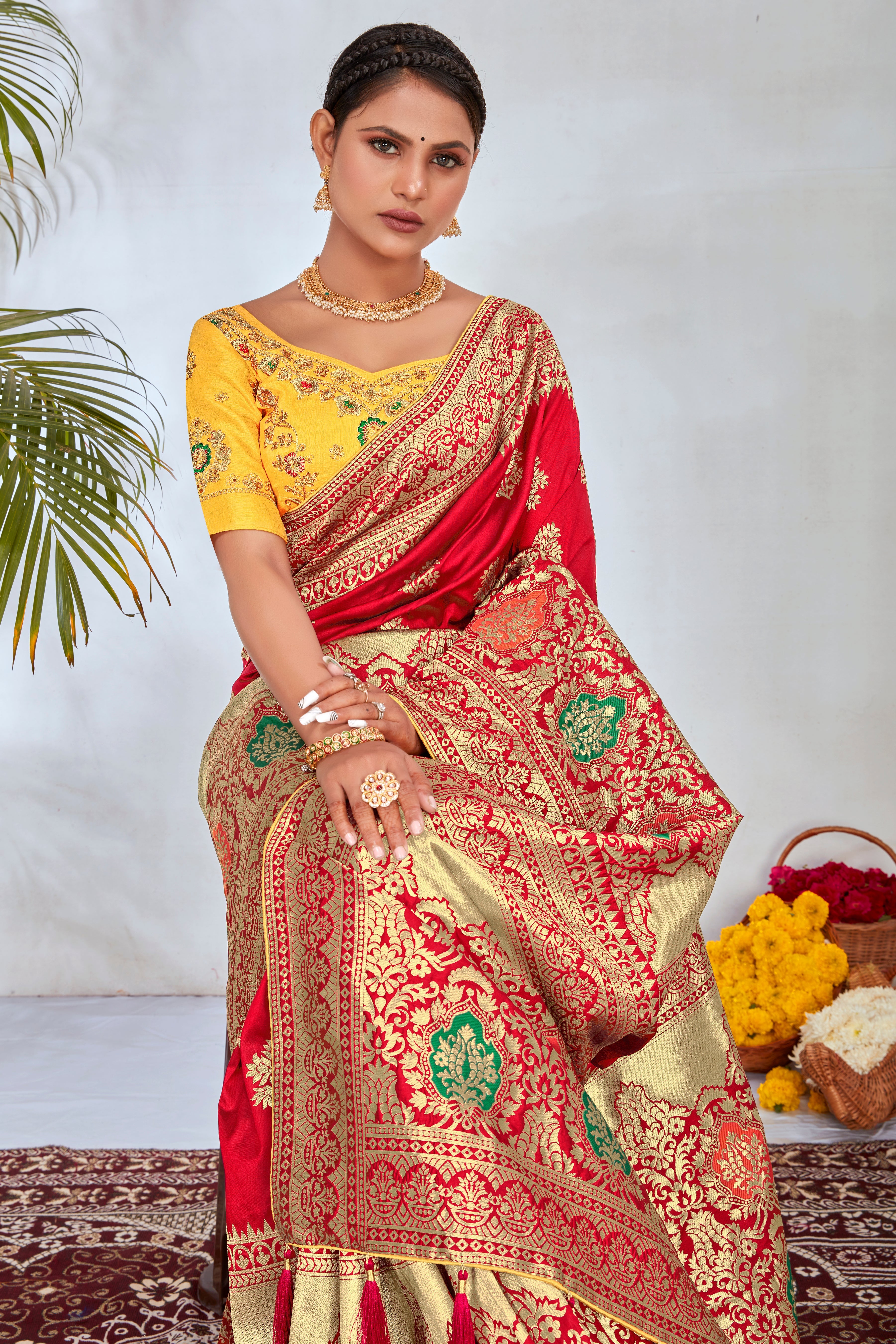 Red Banarasi Silk Woven Work Pretty Saree