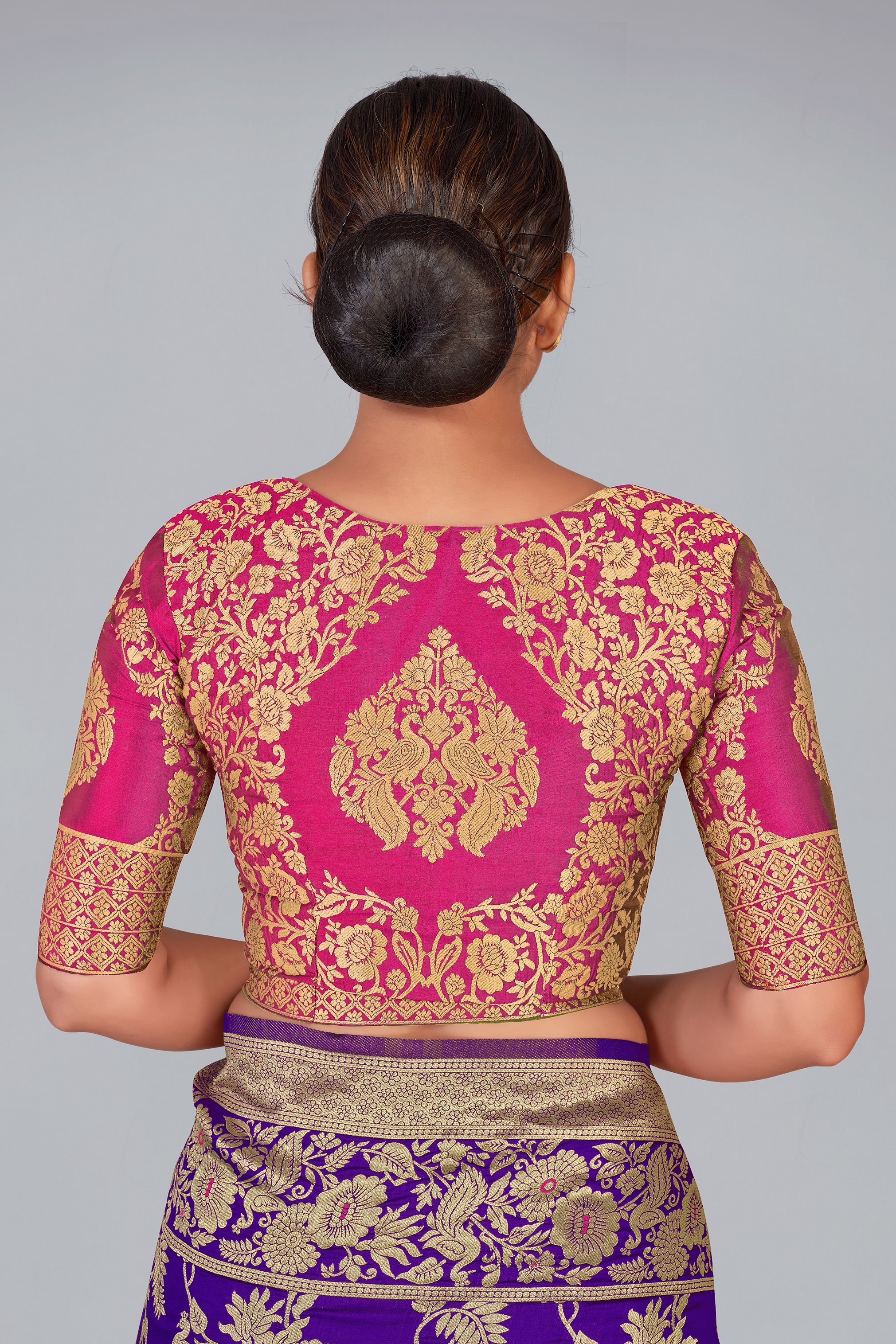 Violet Banarasi Silk Blend Woven Zari Elegance Saree