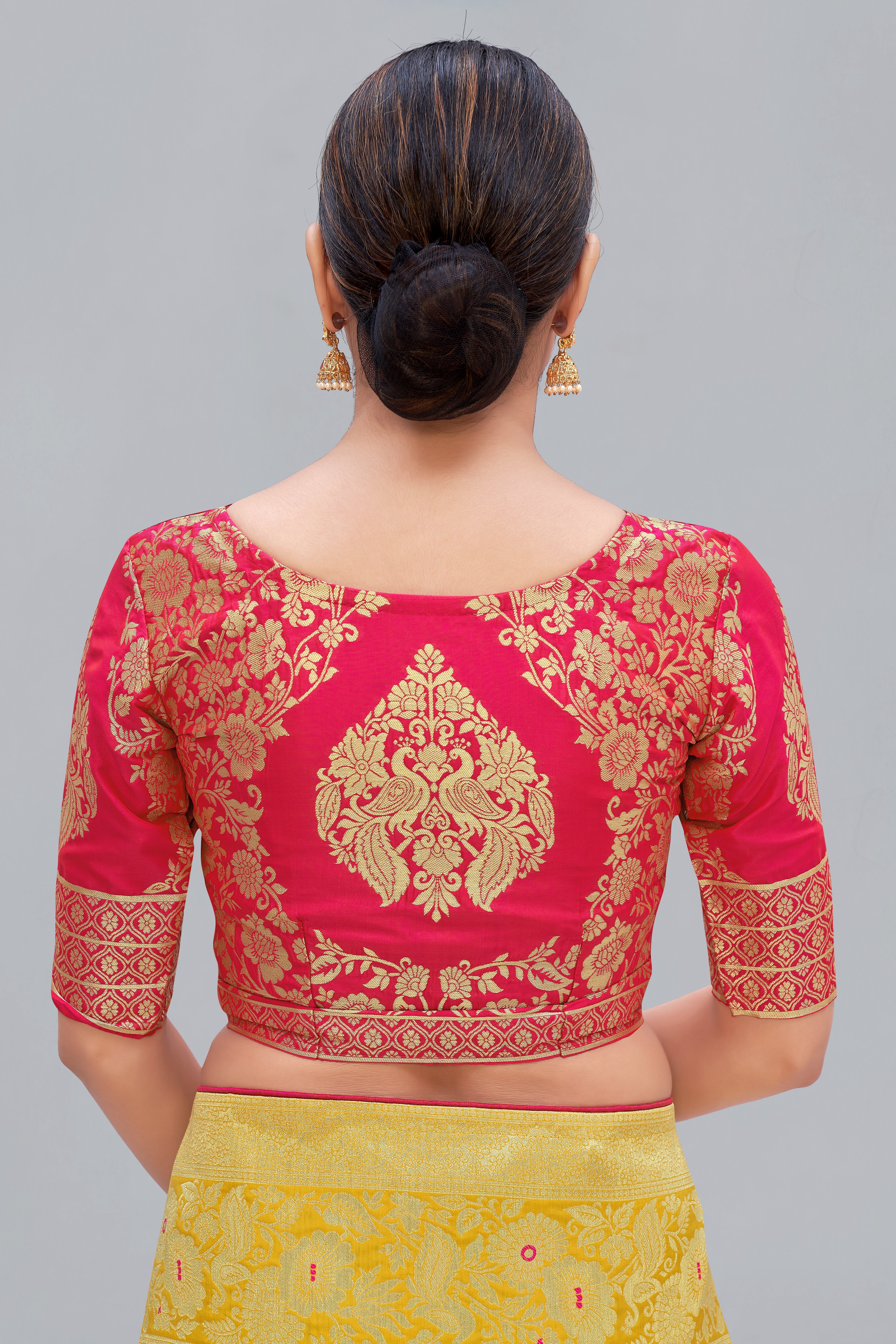 Yellow Banarasi Silk Blend Woven Zari Contemporary Saree