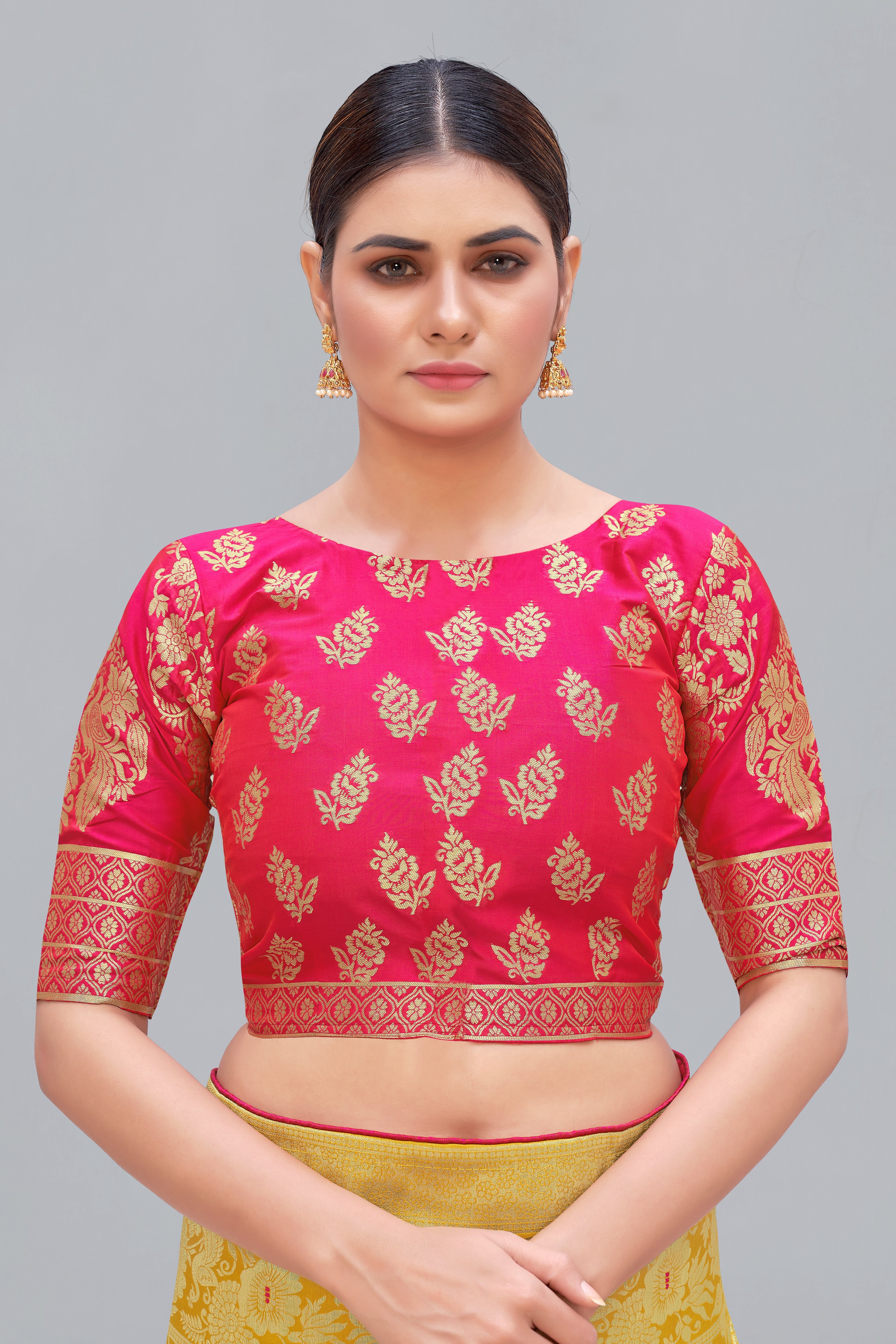 Yellow Banarasi Silk Blend Woven Zari Contemporary Saree