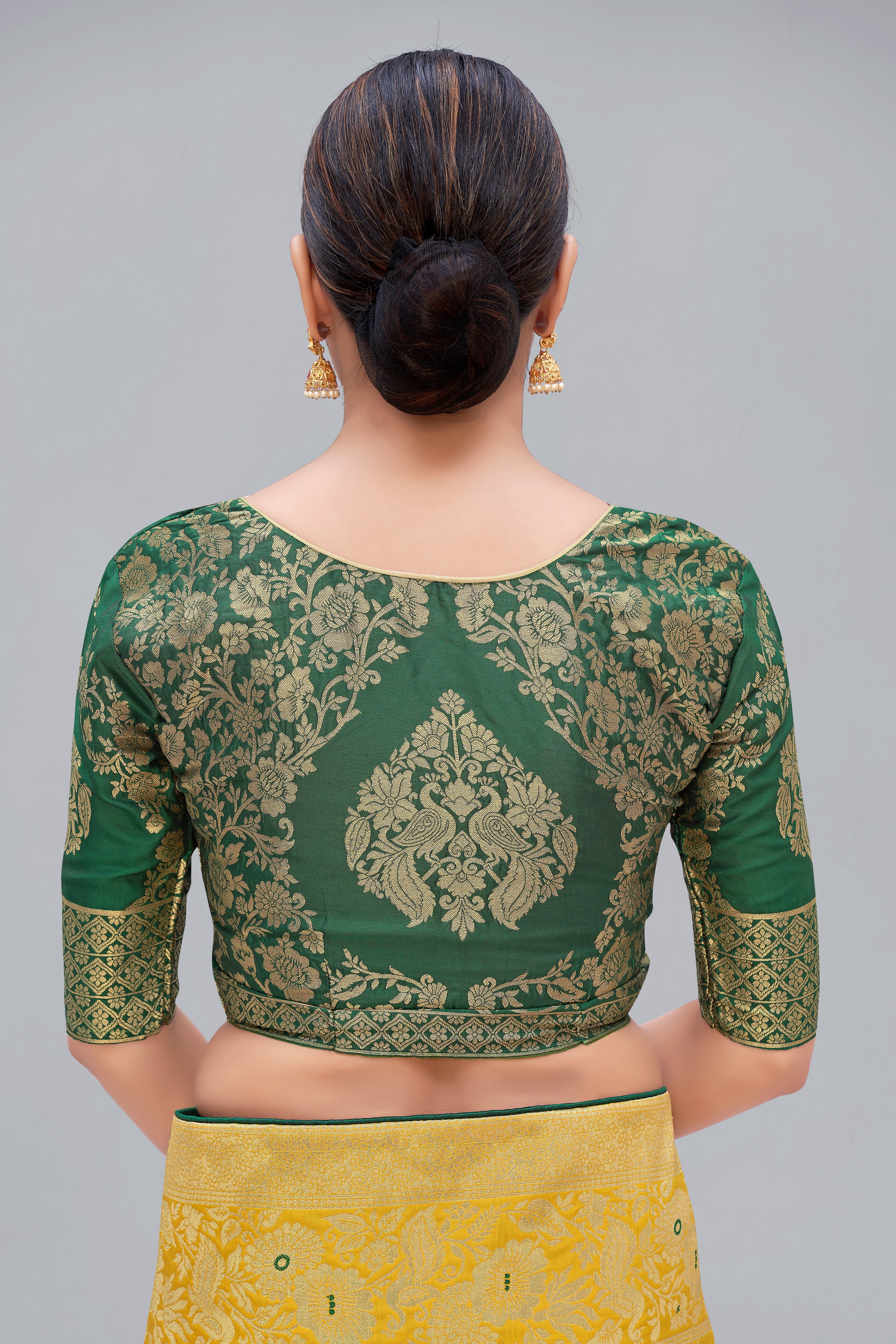 Yellow Banarasi Silk Blend Woven Zari Traditional Saree