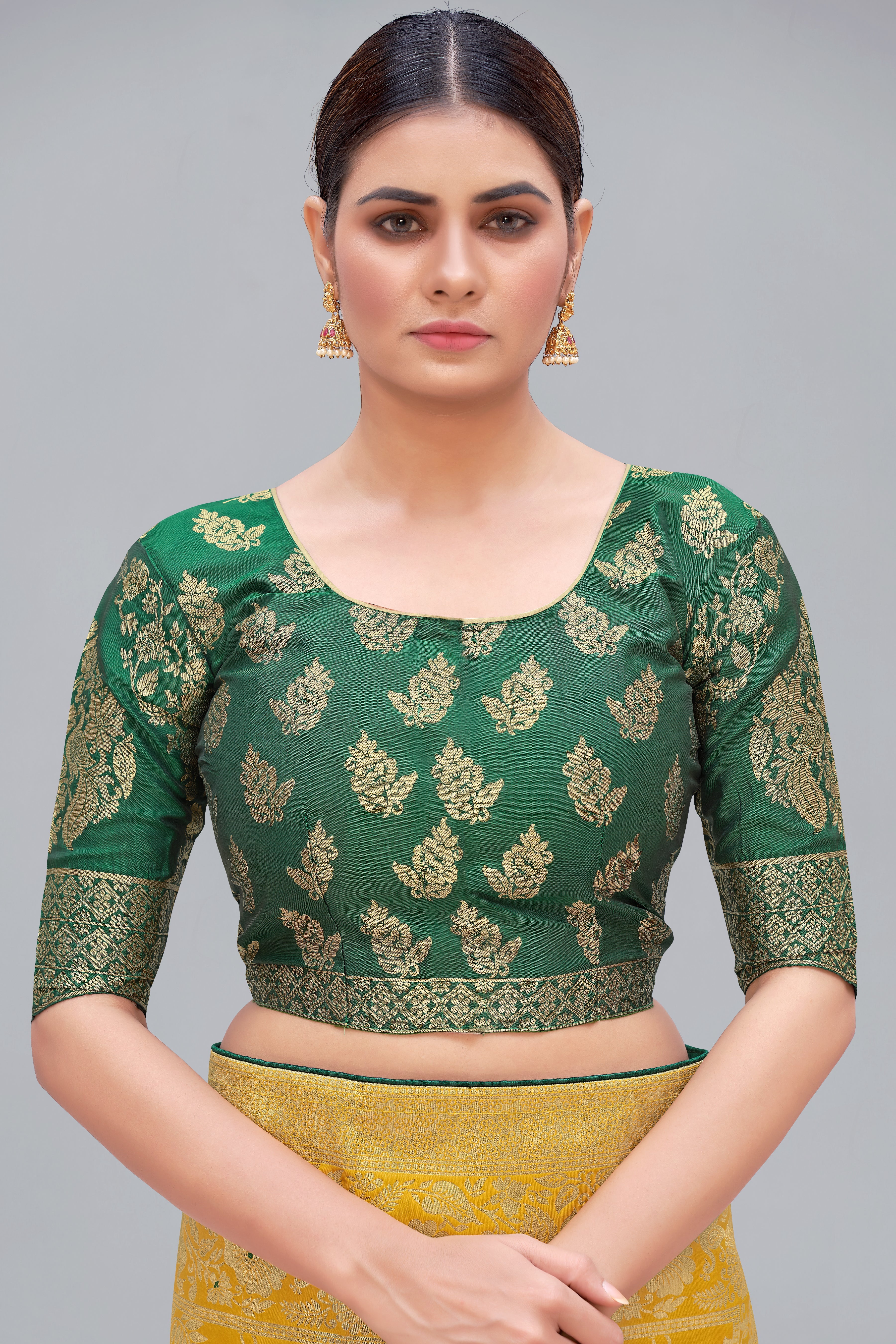 Yellow Banarasi Silk Blend Woven Zari Traditional Saree