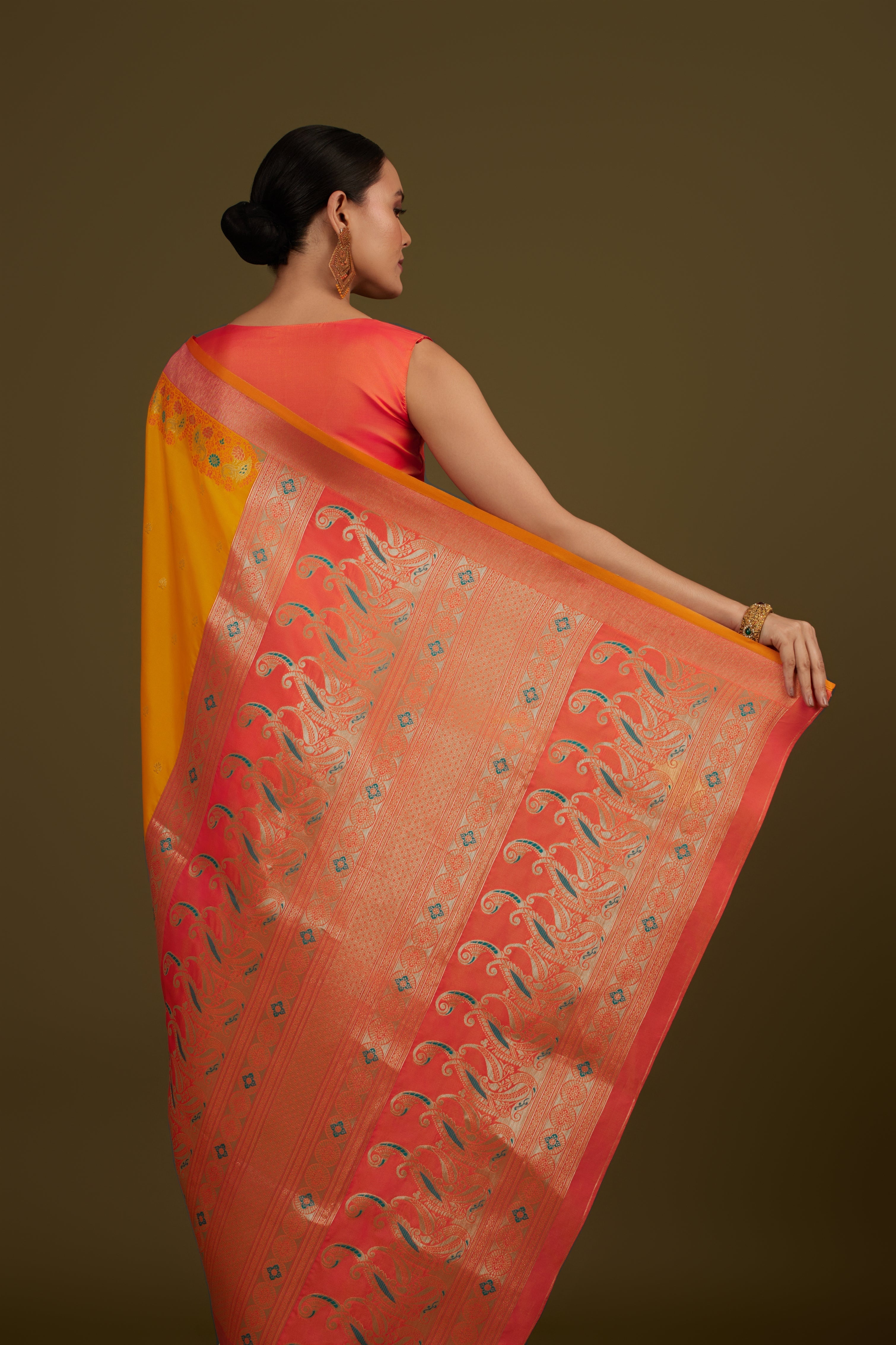 Dark Purple Banarasi Silk Blend Paisley Zari Pallu Saree