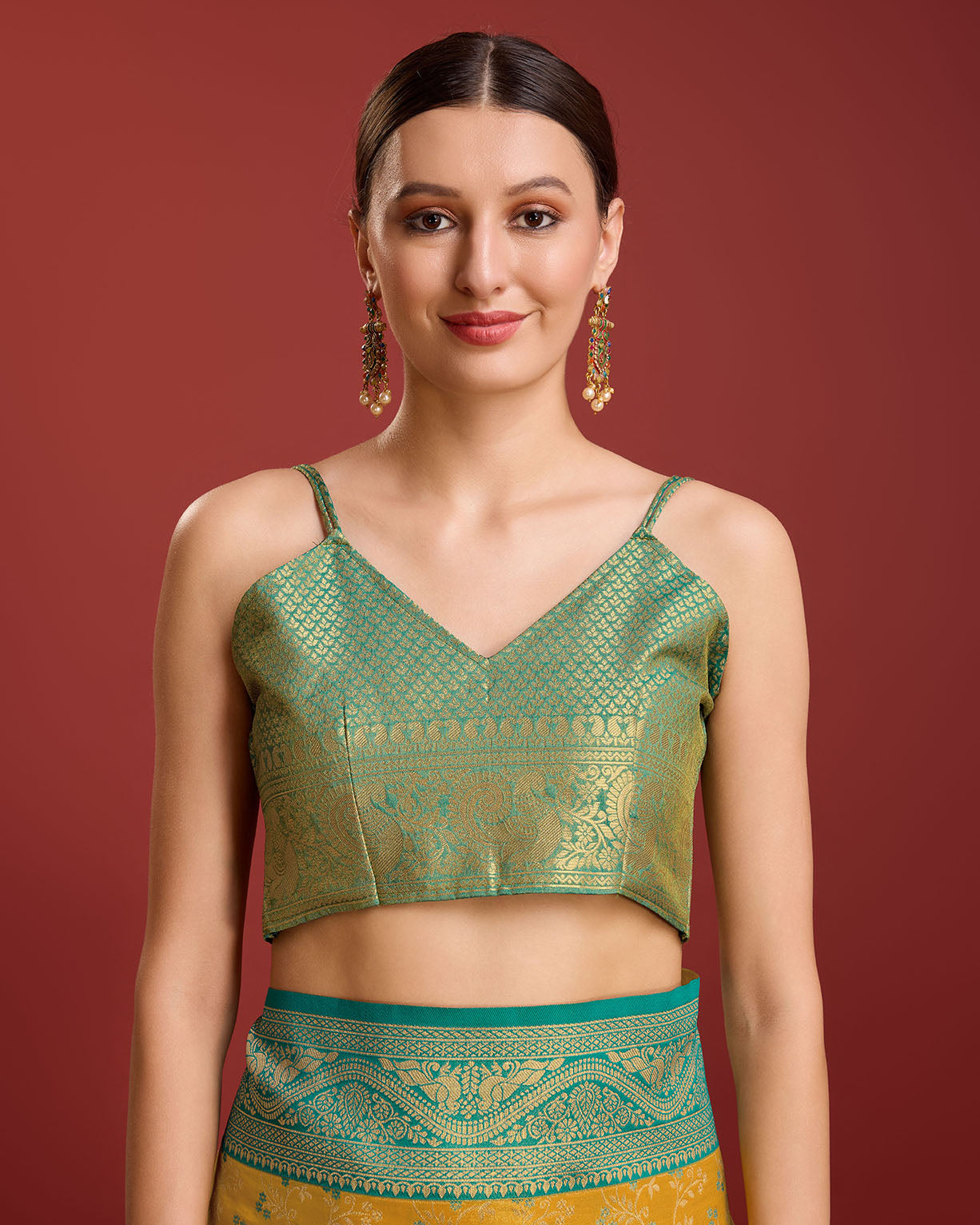 Yellow Banarasi silk Weaving Designer Saree - Monjolika Fashion