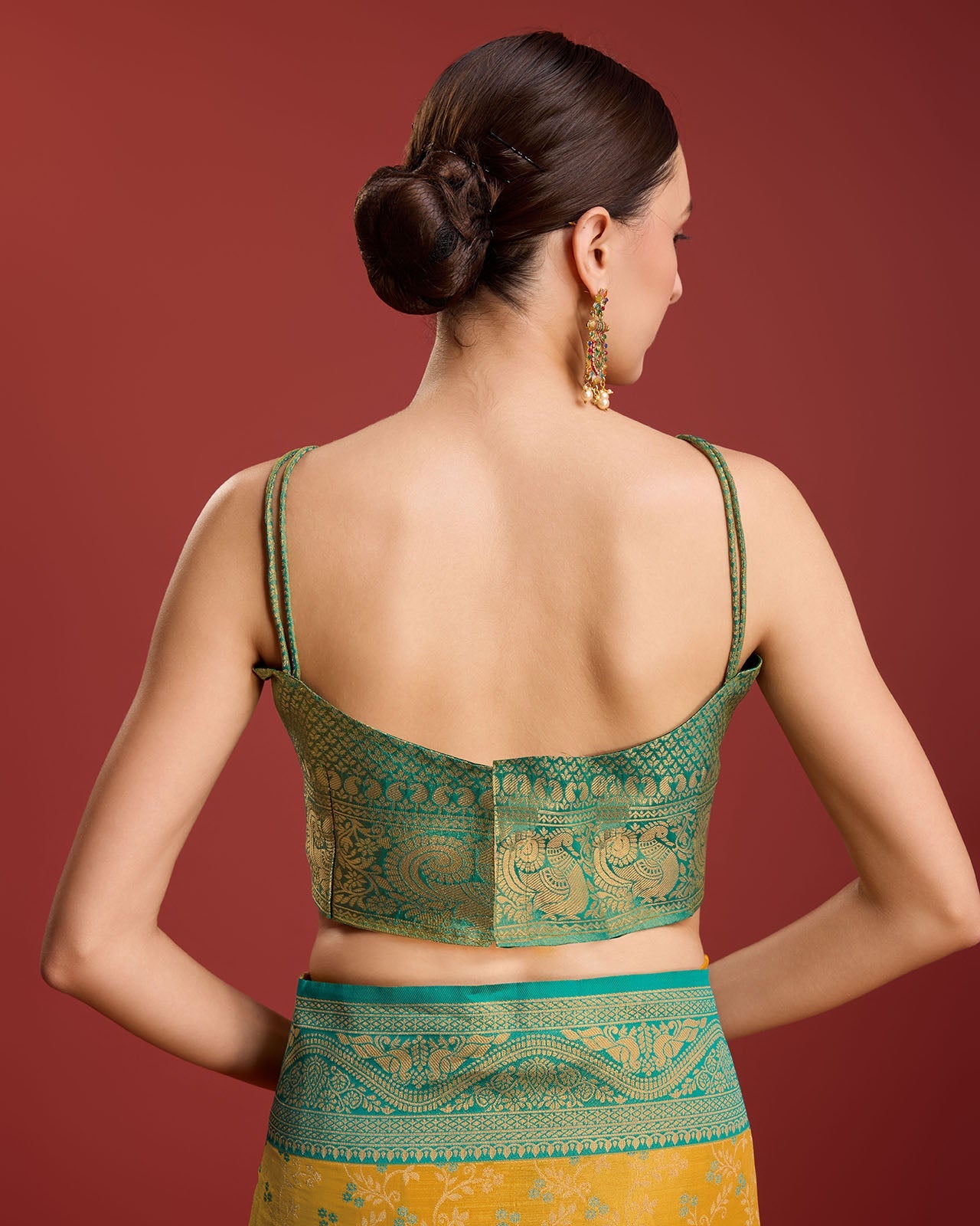 Yellow Banarasi silk Weaving Designer Saree - Monjolika Fashion