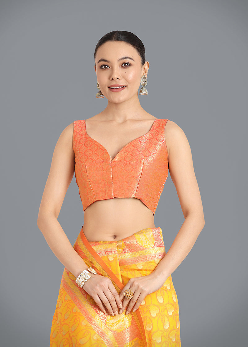 Yellow Banarasi Silk Weaving Work Traditional Saree