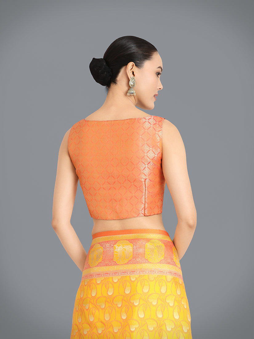 Yellow Banarasi Silk Weaving Work Traditional Saree