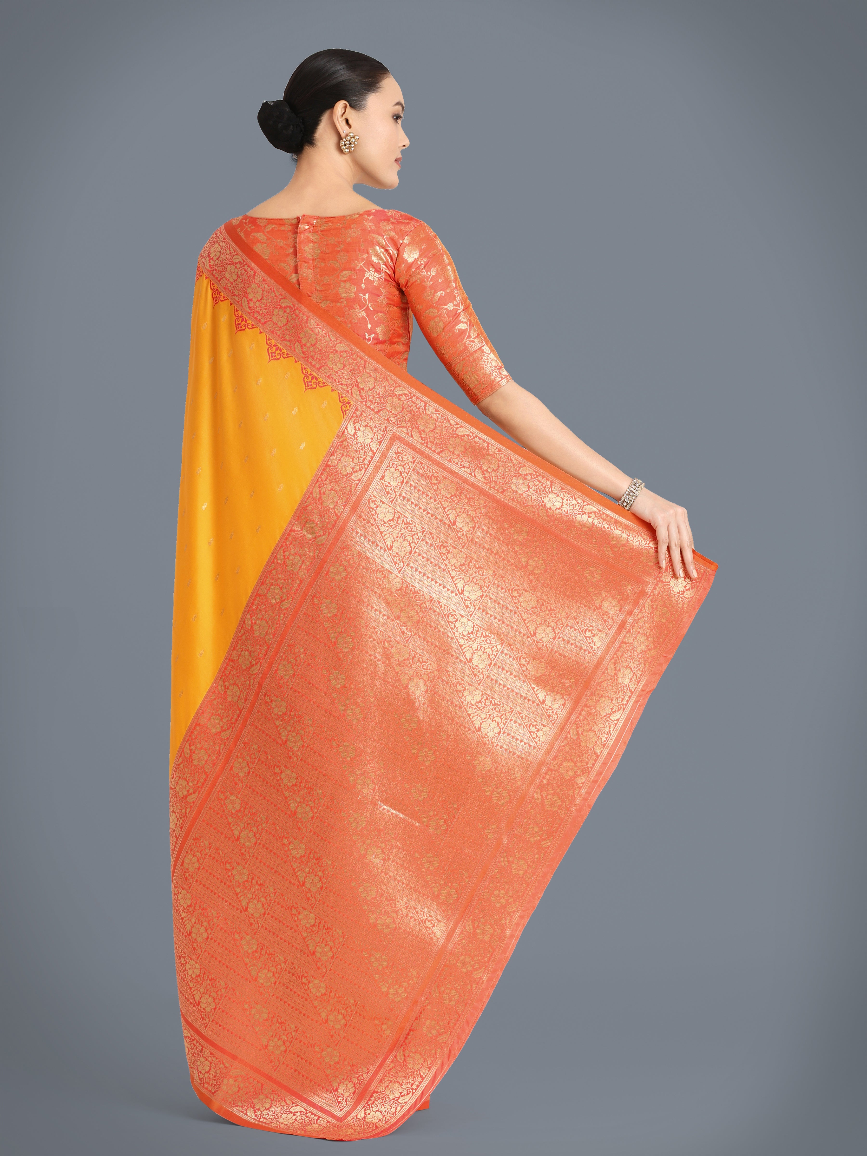 Yellow Banarasi Soft Silk Butti & Zari Weave Tradition Saree