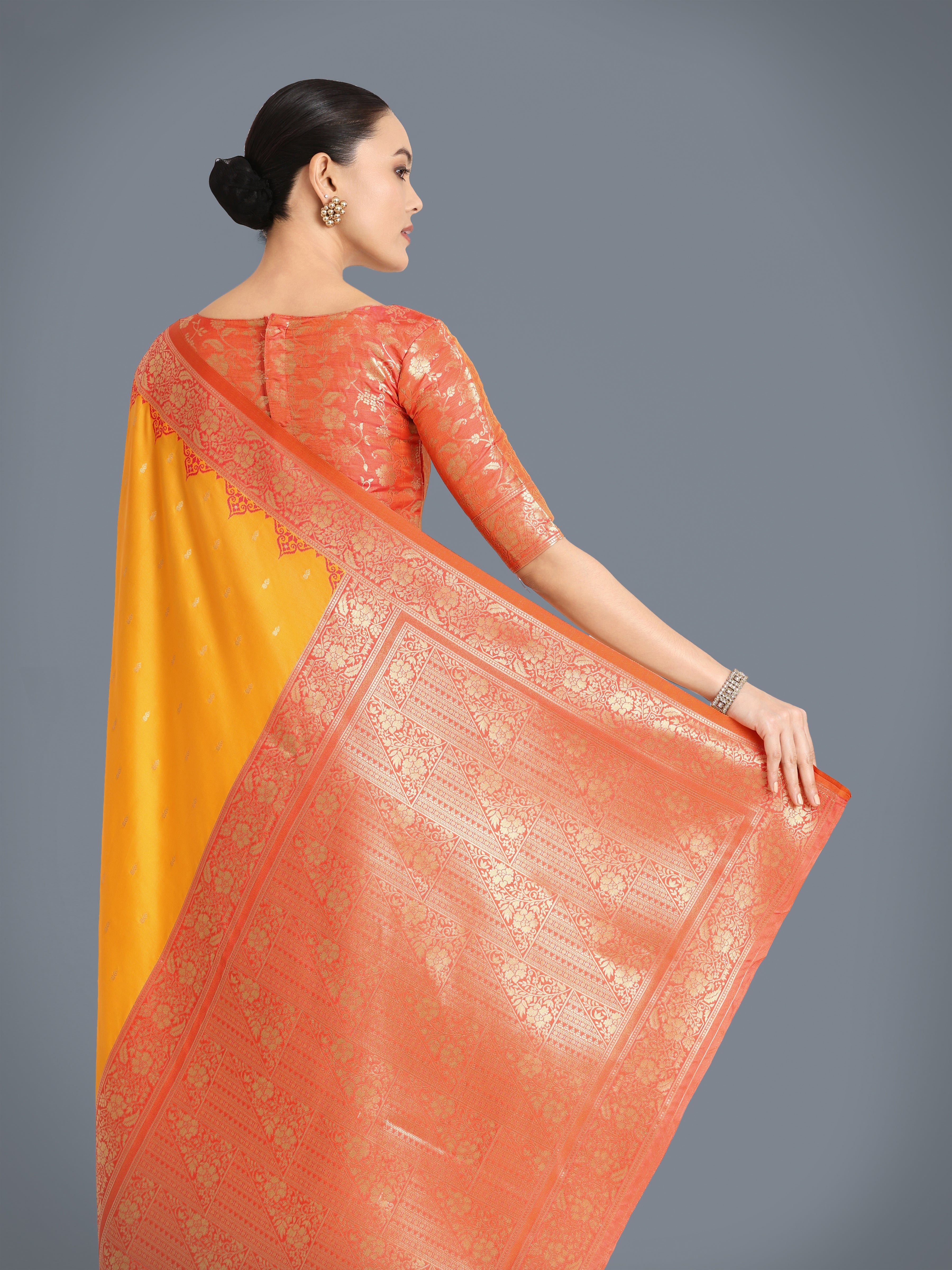Yellow Banarasi Soft Silk Butti & Zari Weave Tradition Saree