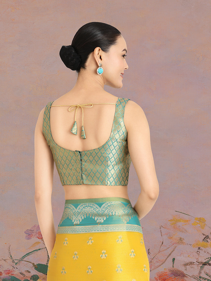 Yellow Banarasi Weaving Tissue Silk Indian Wear Saree