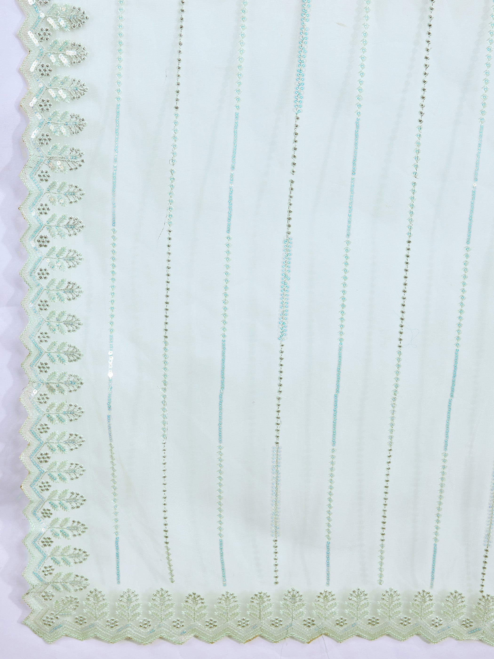 Light Green Soft Net Sequin Work Stunning Saree