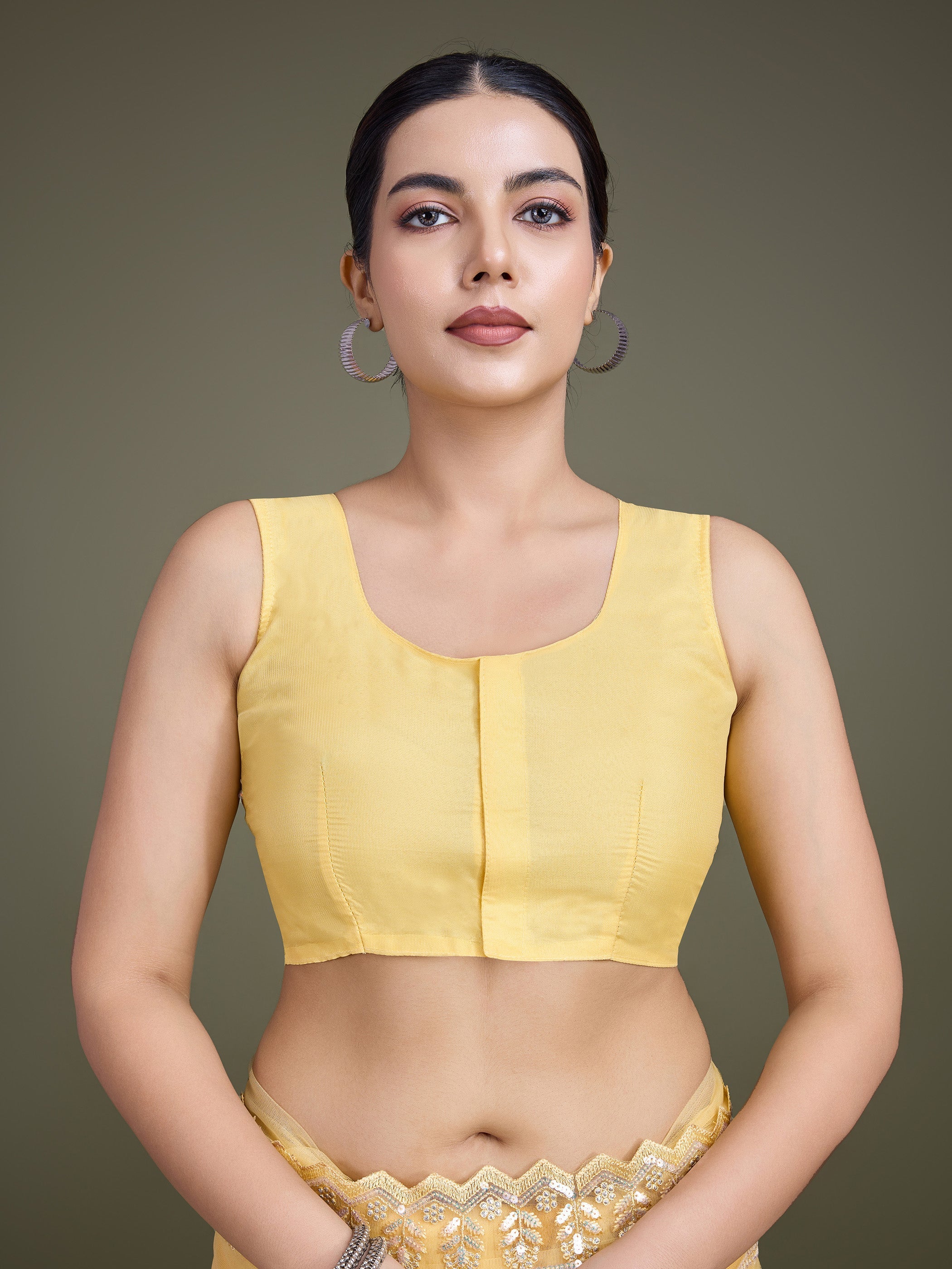 Yellow Soft Net Sequin Work Party Wear Saree